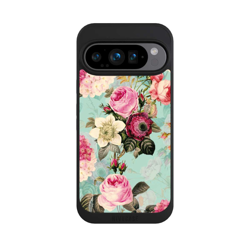 Pixel 9 Pro NIVOpure Türkisfarbene Rosentapete
