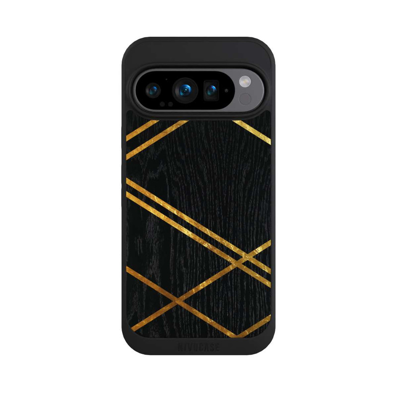 Pixel 9 Pro NIVOpure Schwarzes geometrisches Muster Goldene Streifen