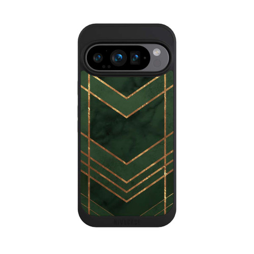 Google Pixel 9 Pro NIVOpure Dunkelgrün gemustert Goldene Streifen