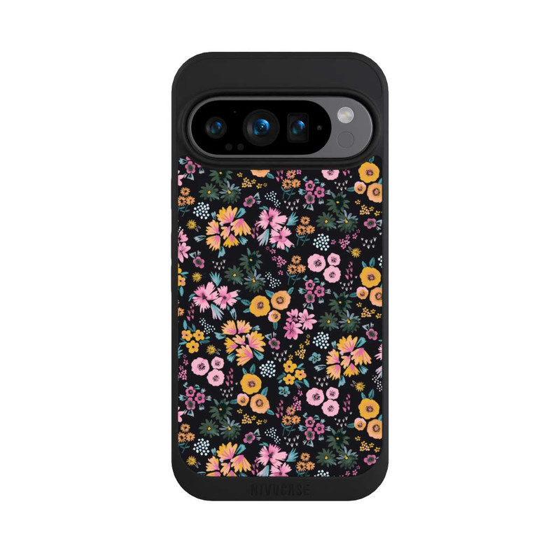 Pixel 9 Pro NIVOpure Kleine bunte Blumen Schwarz 2