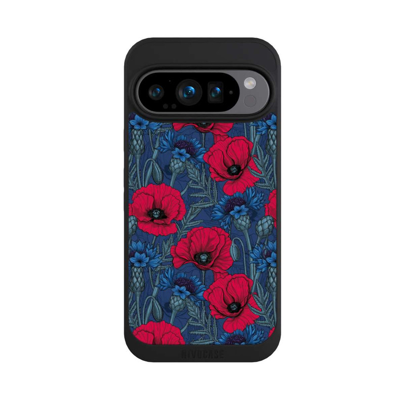 Pixel 9 Pro NIVOpure Mohnblumen und Kornblumen auf Blau