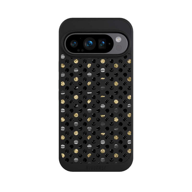 Pixel 9 Pro NIVOpure Gold Schwarz Polka Dots