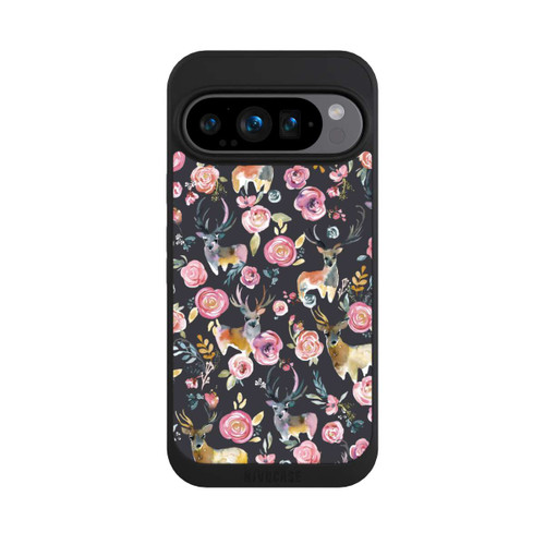 Google Pixel 9 Pro NIVOpure Hirsche und Blumen Anthrazit