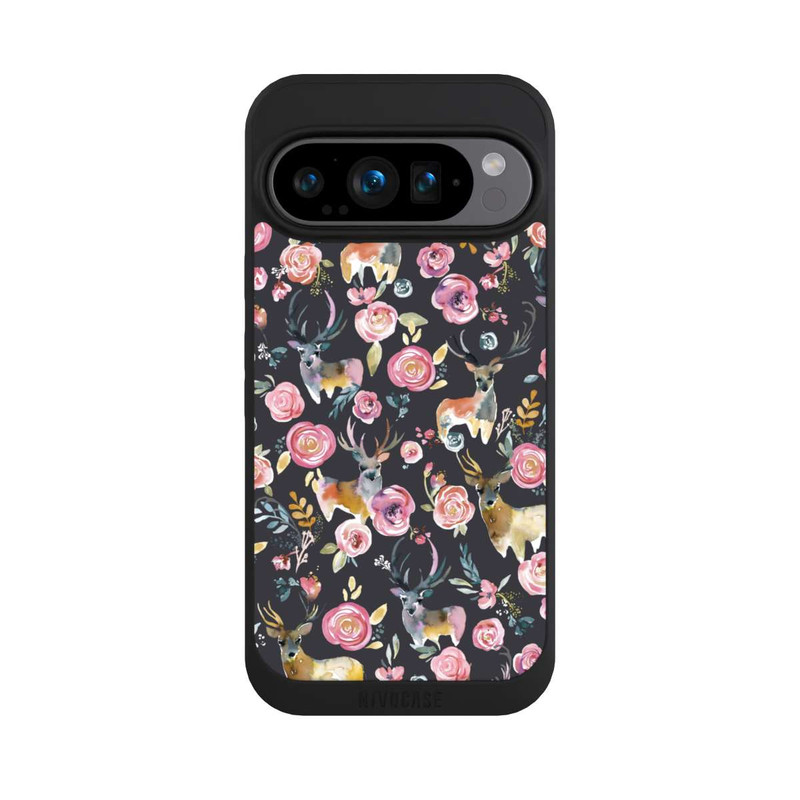 Pixel 9 Pro NIVOpure Hirsche und Blumen Anthrazit