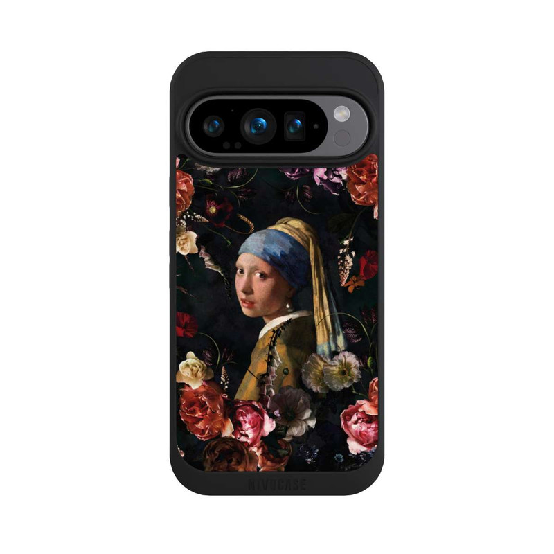 Pixel 9 Pro NIVOpure Mädchen mit Perlenohrringen und Rosen