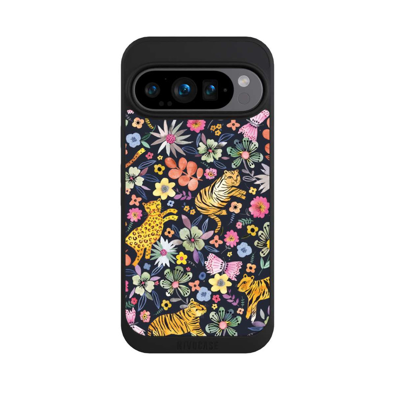 Pixel 9 Pro NIVOpure Frühlingsblumen mit Tiger schwarz