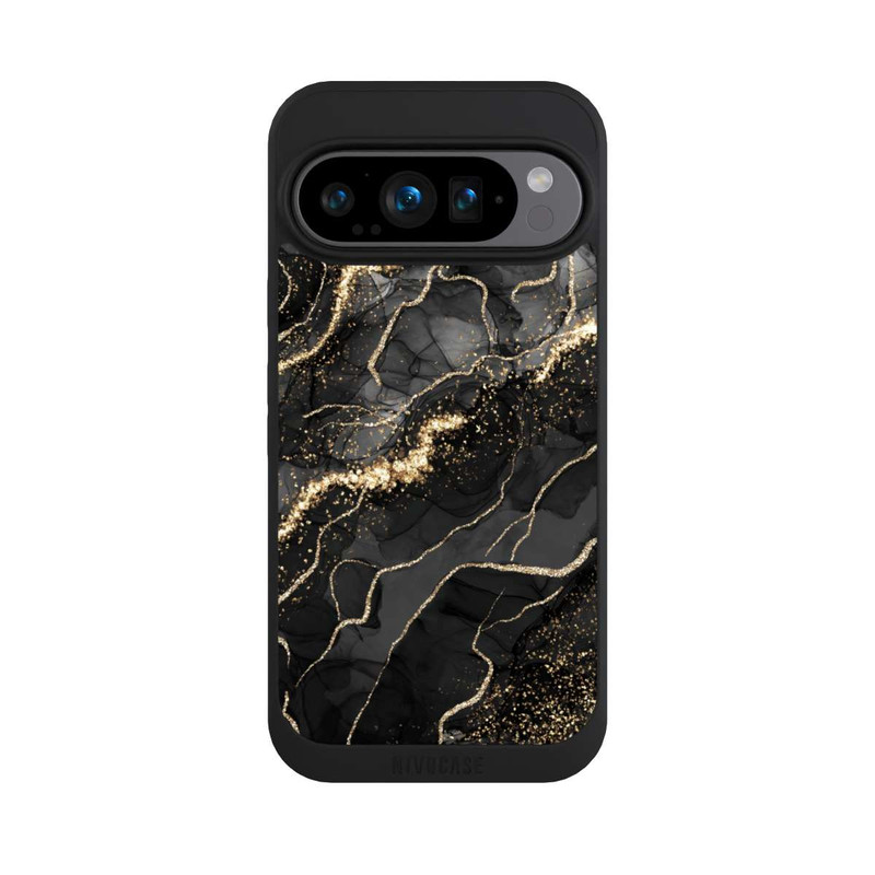 Pixel 9 Pro NIVOpure Dunkler Marmor Wirbel Goldoptik
