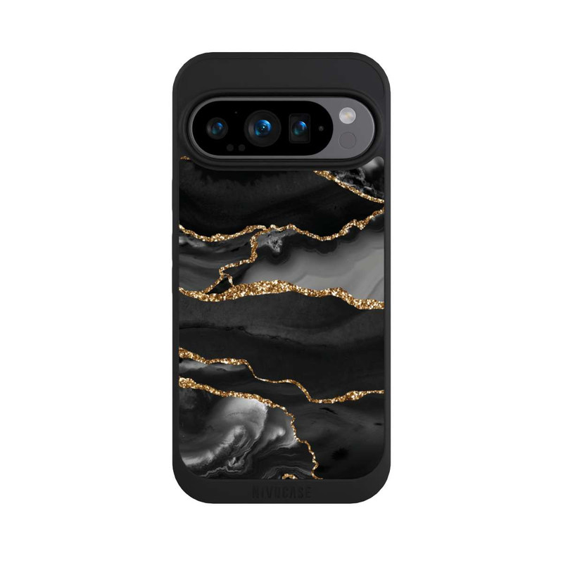 Pixel 9 Pro NIVOpure Dunkle Marmorstreifen im Goldlook