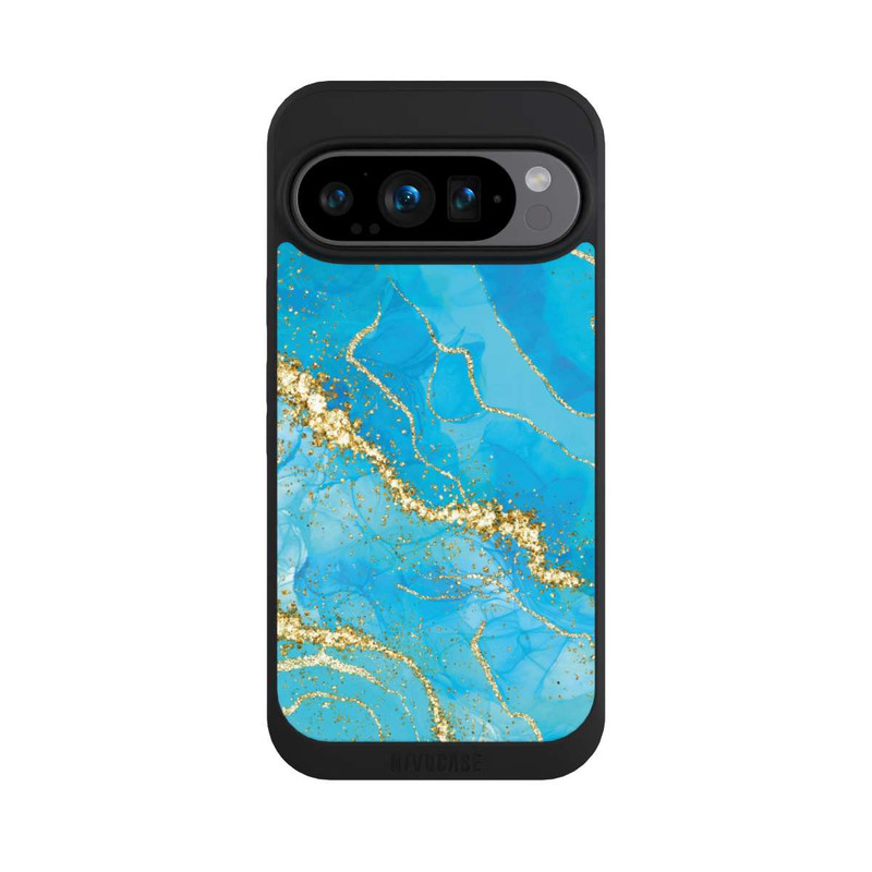 Pixel 9 Pro NIVOpure Türkis-goldene Tapete