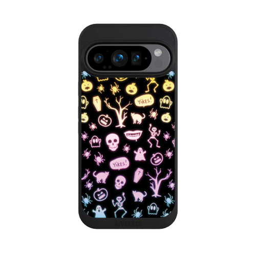 Google Pixel 9 Pro NIVOpure Neon Halloween Aufkleber Schwarzer Hintergrund