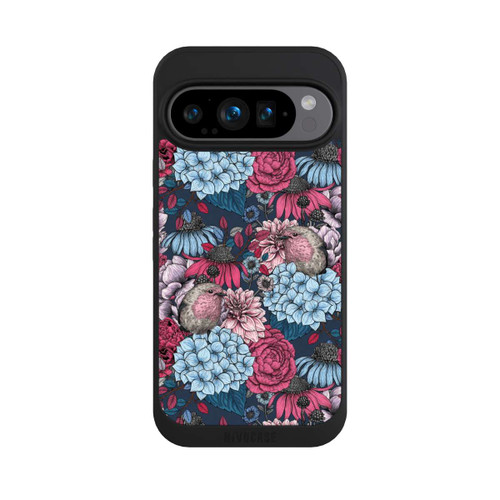 Google Pixel 9 Pro NIVOpure Vögel und Blumen Petrolrot