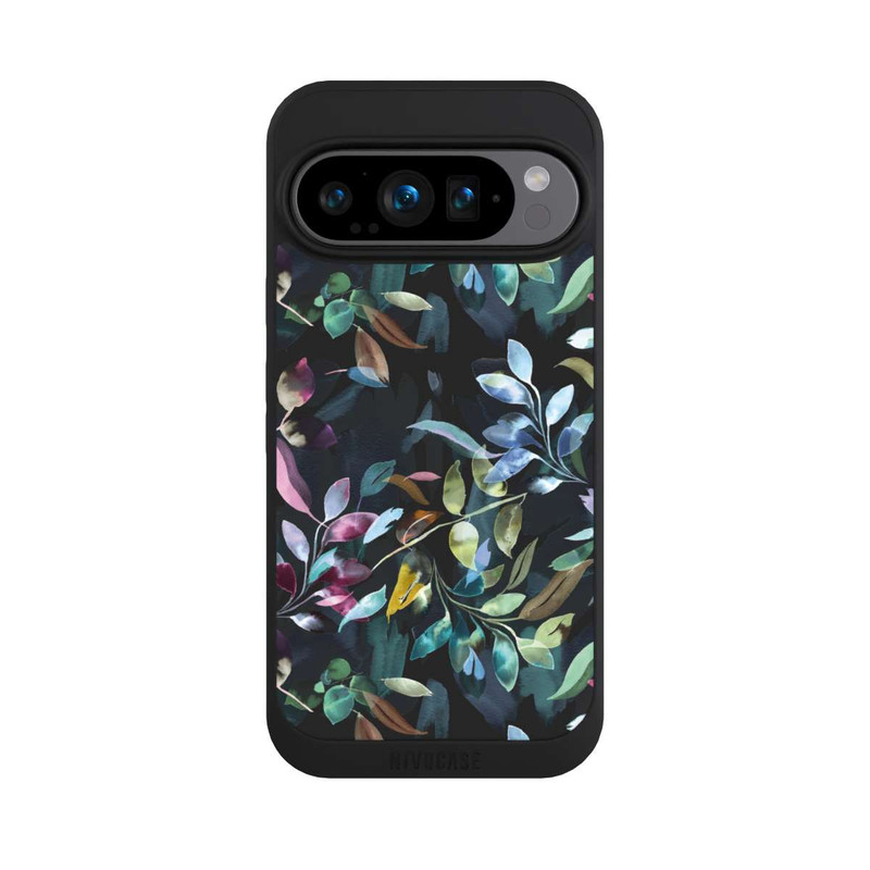 Pixel 9 Pro NIVOpure Mystische Aquarellblätter schwarz