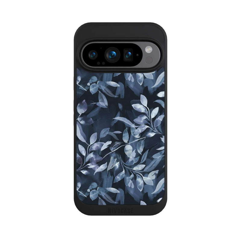 Pixel 9 Pro NIVOpure Mystische Aquarellblätter marineblau