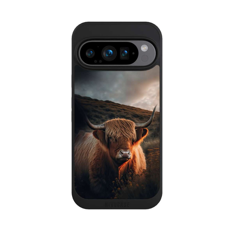 Pixel 9 Pro NIVOpure Vache Highland avec de grandes cornes avec IA