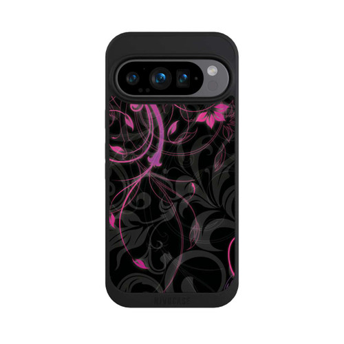 Google Pixel 9 Pro NIVOpure Schwarze und rosa Herbstblumen
