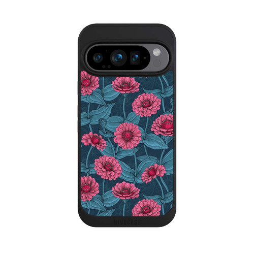 Google Pixel 9 Pro NIVOpure Rosa Blumen auf Blauem Hintergrund