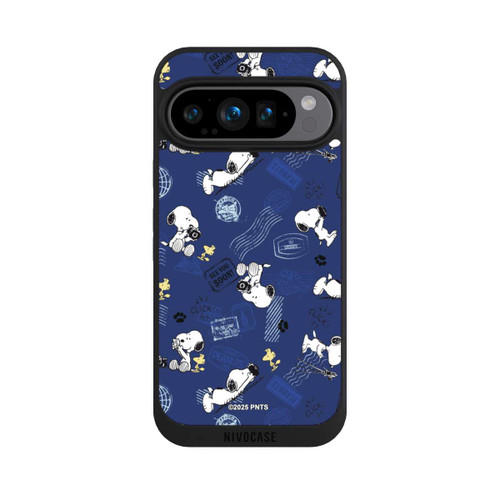 Google Pixel 9 Pro NIVOpure Peanuts Travel Stamps Pattern Blue