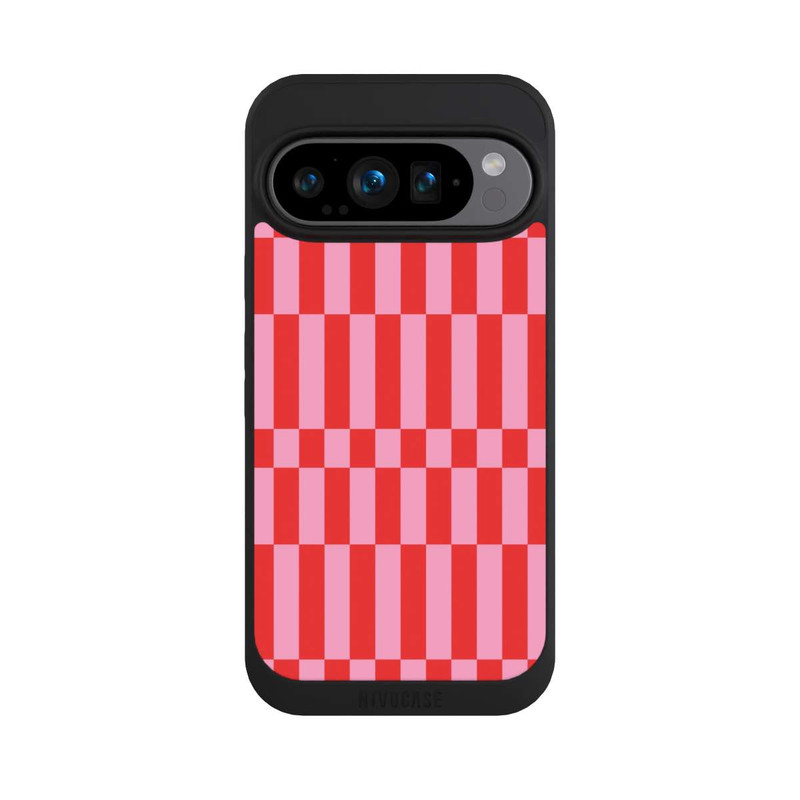 Pixel 9 Pro NIVOpure Checked Abstract Bold Coral Red and Pink Color Block