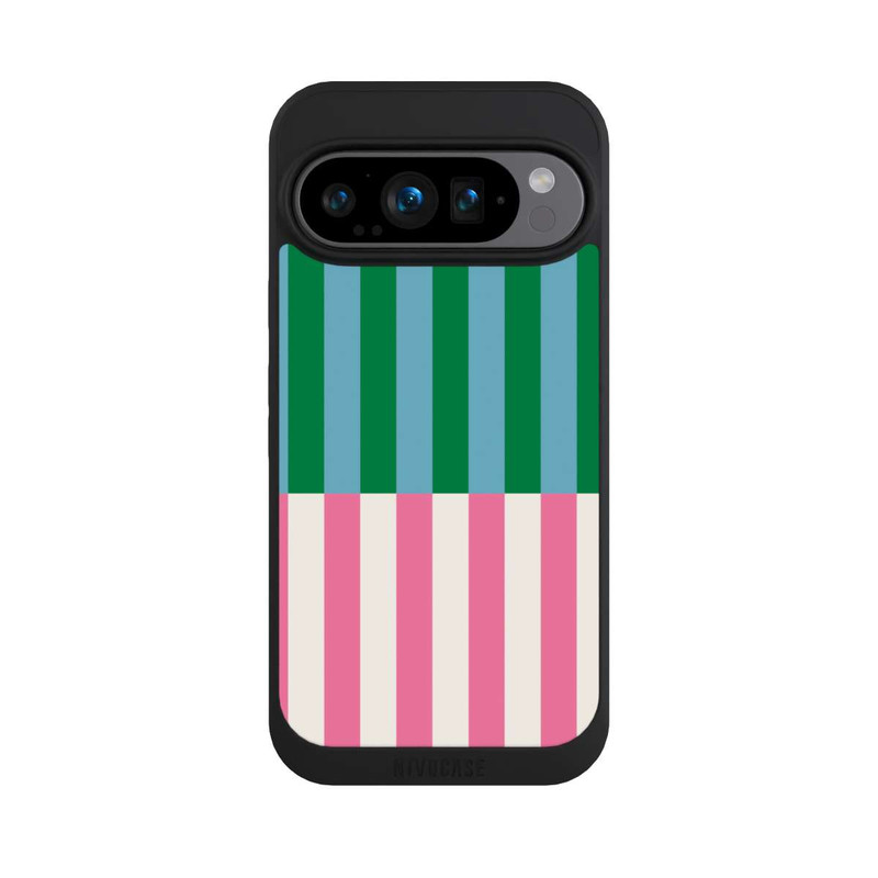 Pixel 9 Pro NIVOpure Streifenmuster Grün Rosa