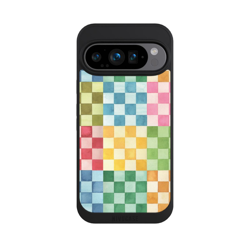 Pixel 9 Pro NIVOpure Checkerboard Watercolor Chess Geometric Red