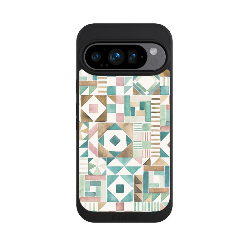 Pixel 9 Pro NIVOpure Geometric Blocks Retro Vintage Patchwork Green
