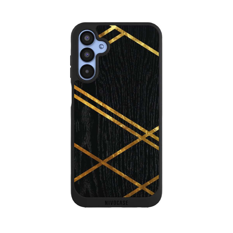 Galaxy A15 5G NIVOpure Noir Motif géométrique Rayures dorées