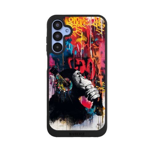 Samsung Galaxy A15 5G NIVOpure Affe Stereo Kopfhörer Graffiti Street Art Blau