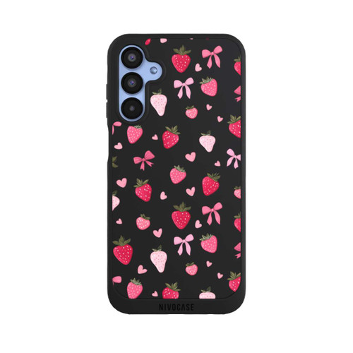 Samsung Galaxy A15 5G NIVOpure Erdbeer Herz Schleifen Pink Muster Transparent