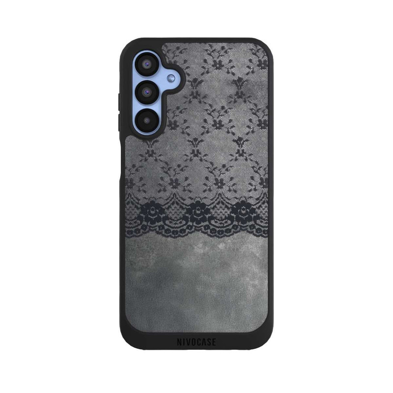 Galaxy A15 5G NIVOpure Black Lace Pattern on a Grey Background