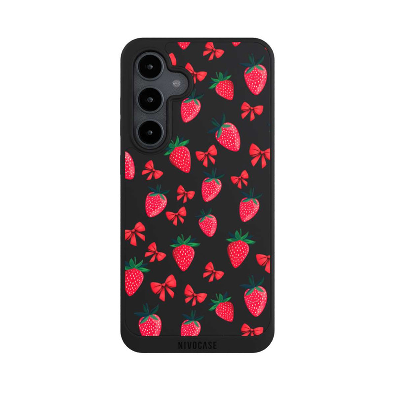 Galaxy S24 FE NIVOpure Strawberry Heart Ribbon Pattern Transparent