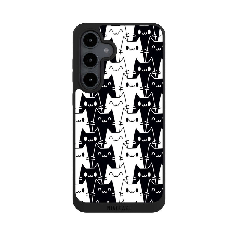 Galaxy S24 FE NIVOpure Papier Peint Chat Noir Blanc