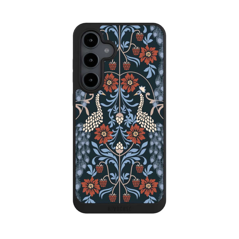 Galaxy S24 FE NIVOpure Vintage Peacock Garden Arts and Crafts Floral Dark
