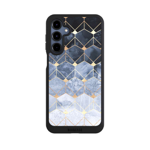 Samsung Galaxy A16 5G NIVOpure Blue Hexagons And Diamonds Gold Print