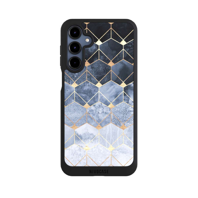 Galaxy A16 5G NIVOpure Impression Or Hexagones Bleus Et Diamants