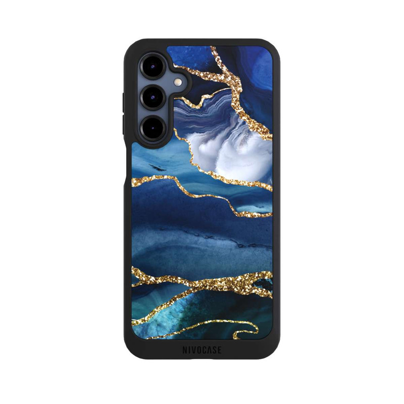 Galaxy A16 5G NIVOpure  Blauer Marmor Gold Glitzer Look