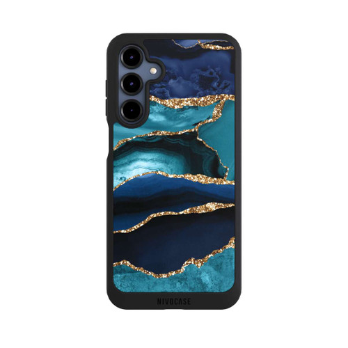 Samsung Galaxy A16 5G NIVOpure Dark and Light Blue Marble Gold Glitter Look