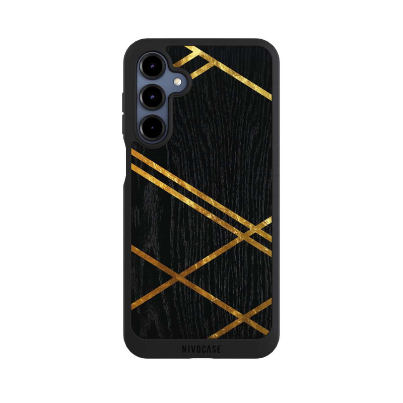 Galaxy A16 5G NIVOpure Black Geometric Pattern Golden Stripes