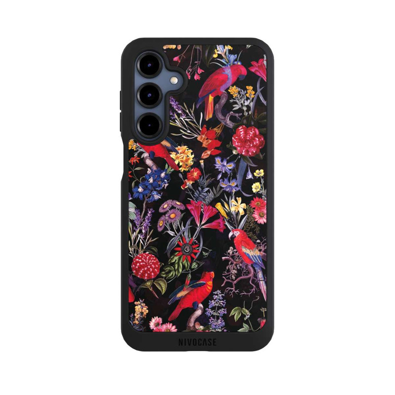 Galaxy A16 5G NIVOpure Dunkle Blumen und Papageien