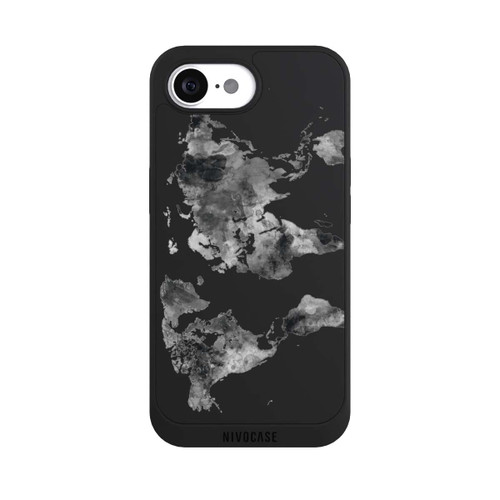 Apple iPhone 16e NIVOpure World Map Black Transparent