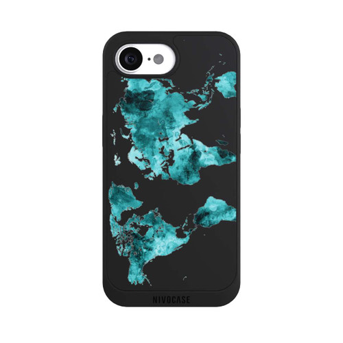 Apple iPhone 16e NIVOpure World Map Teal Transparent