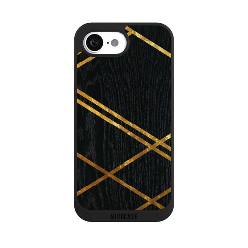 Apple iPhone 16e NIVOpure Black Geometric Pattern Golden Stripes