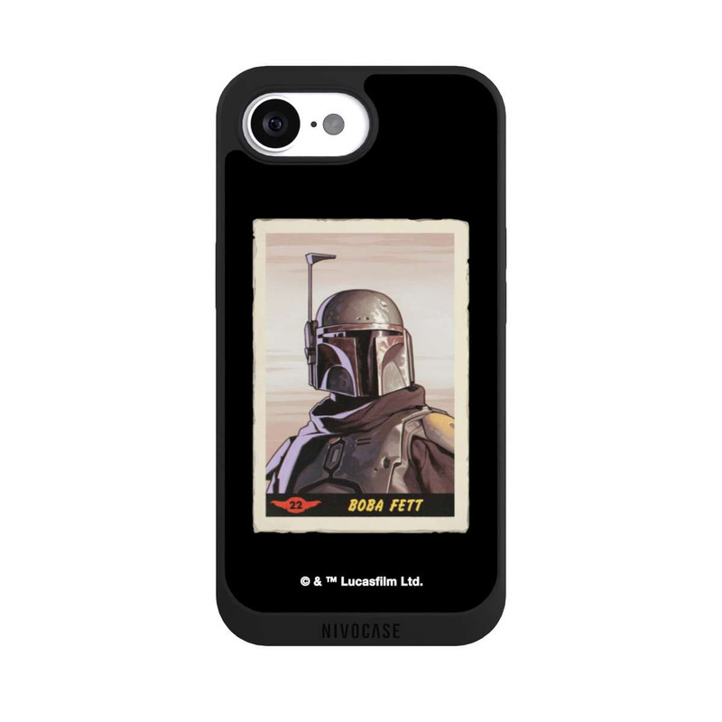 iPhone 16e NIVOpure Boba Fett Badges Schwarzer Hintergrund