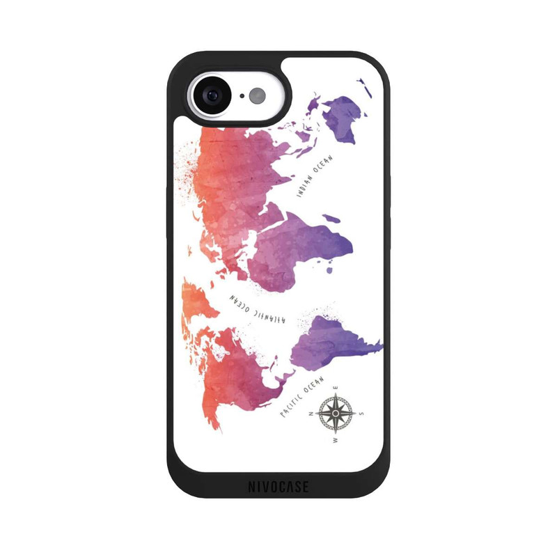 iPhone 16e NIVOpure Worldmap (Watercolor) white