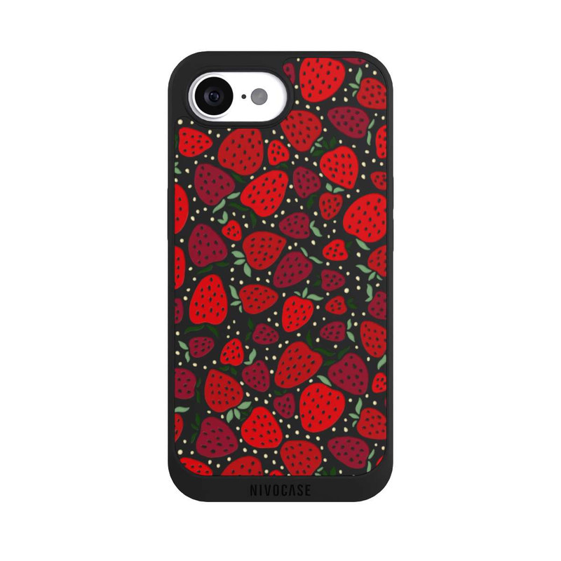 iPhone 16e NIVOpure Strawberry Pattern Comic Transparent