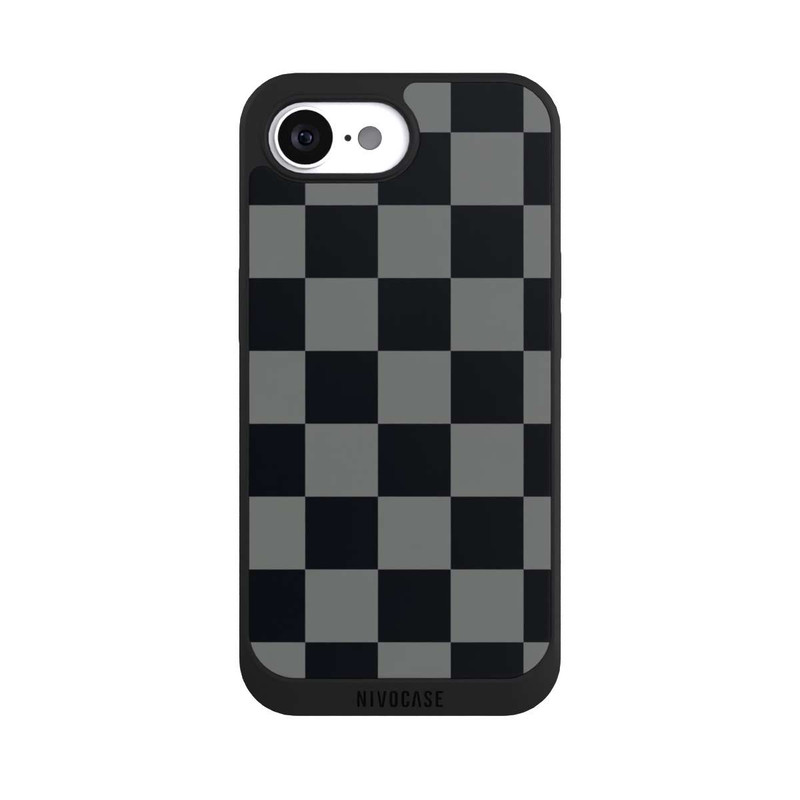 iPhone 16e NIVOpure Checked Pattern Black Grey