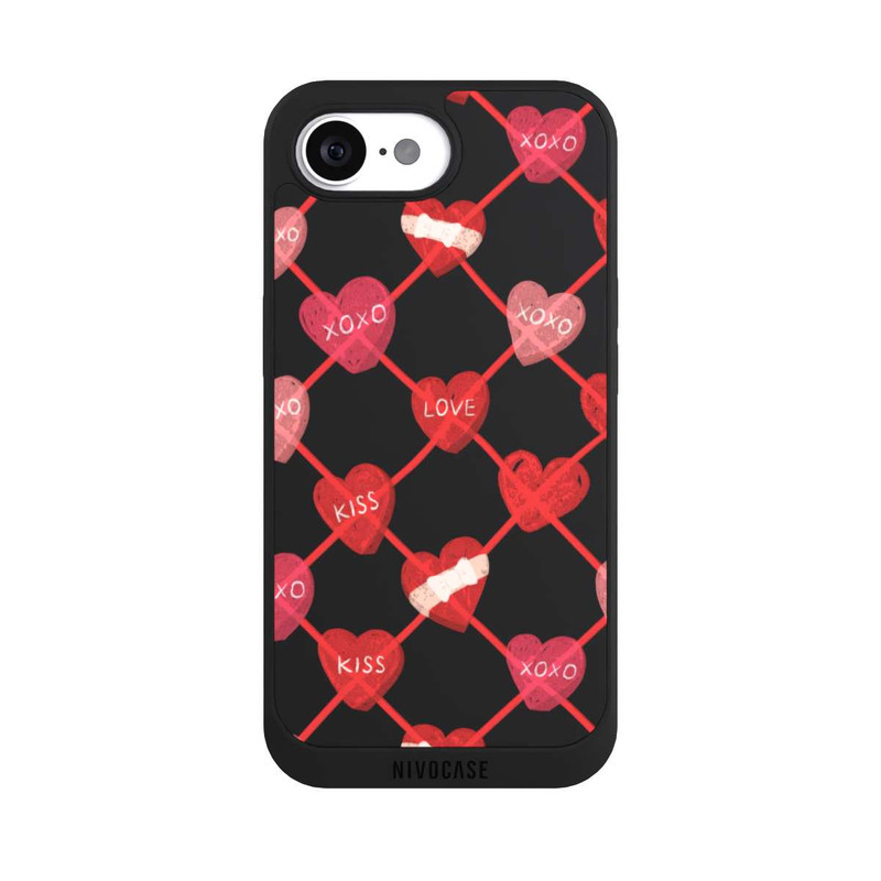 iPhone 16e NIVOpure Heart Pattern XOXO Red