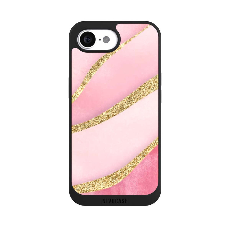 iPhone 16e NIVOpure Pink Marble Goldprint Stripes