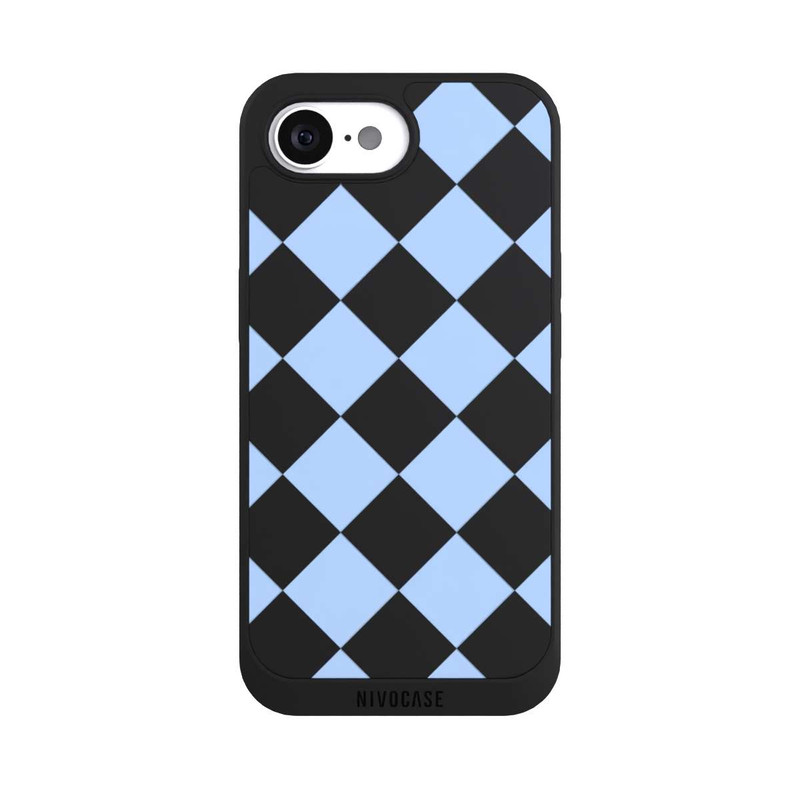 iPhone 16e NIVOpure Checked Pattern Light Blue without Background