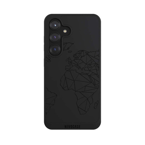 Samsung Galaxy S25 NIVOpure Polygon Weltkarte Schwarz ohne Hintergrund
