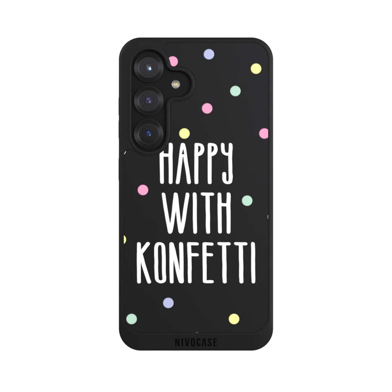 Galaxy S25 NIVOpure Happy with Konfetti White ohne Hintergrund